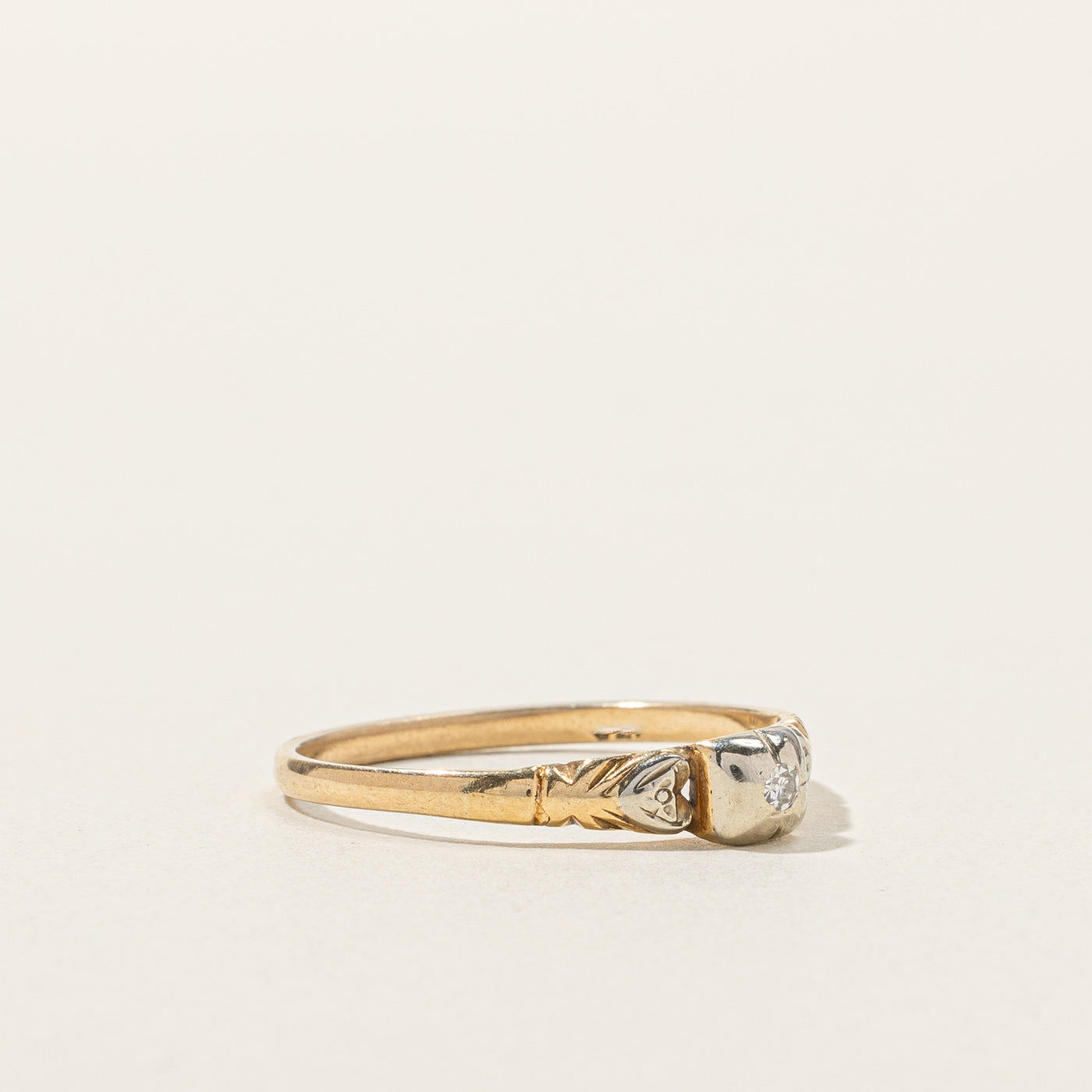 Bague vintage en diamant | 0,02 ct | Taille 9 | 