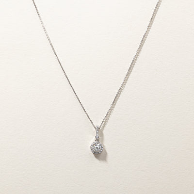 Cluster Diamond Pendant & Necklace | 0.64ctw VS2 H | 16