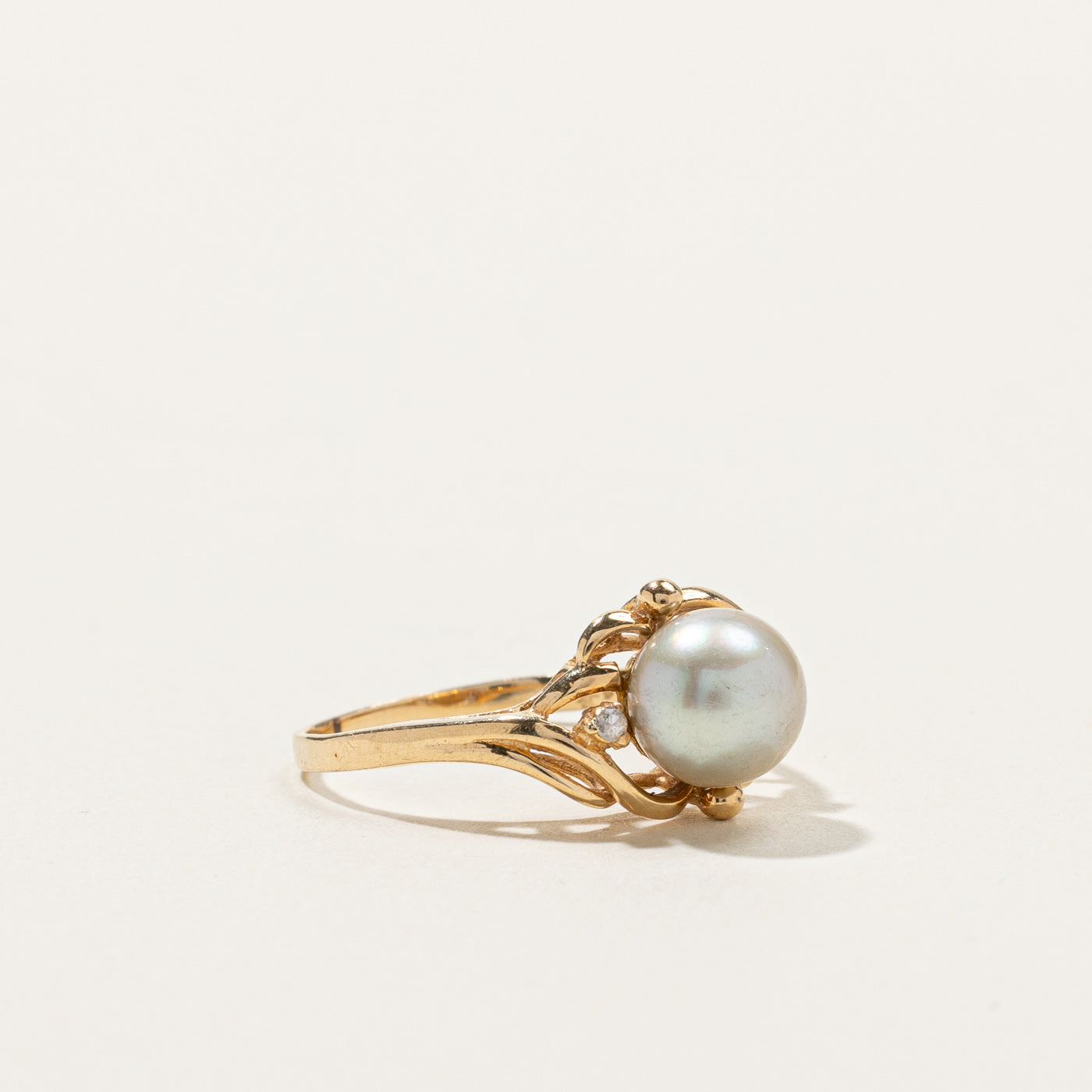 Pearl & Diamond Ring | 0.01ctw | SZ 4.5 |