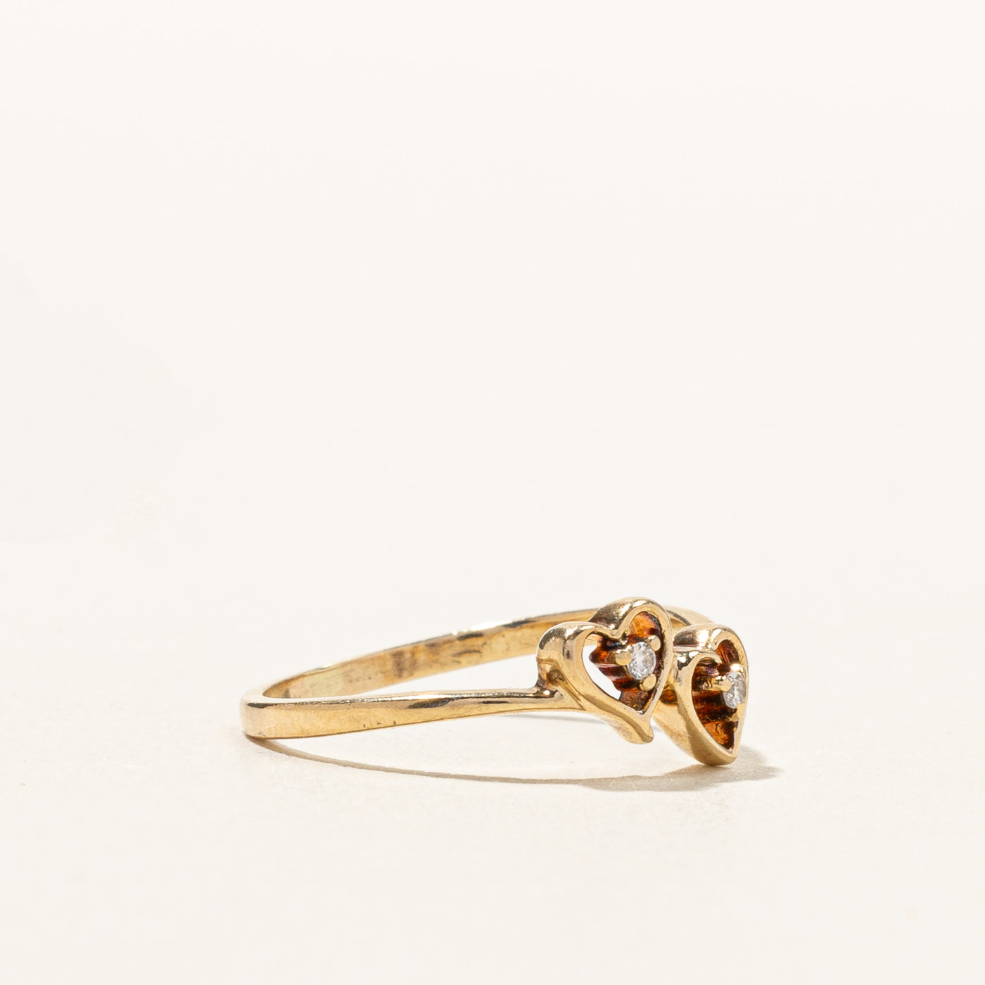 Double Heart Diamond Ring | 0.02ctw | SZ 5.5 |