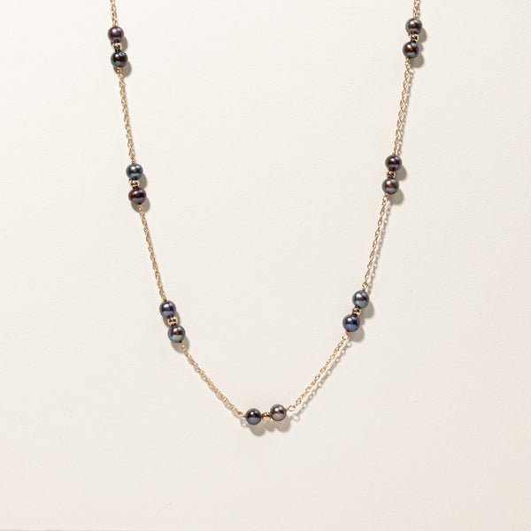 Black Pearl Gold Necklace | 18