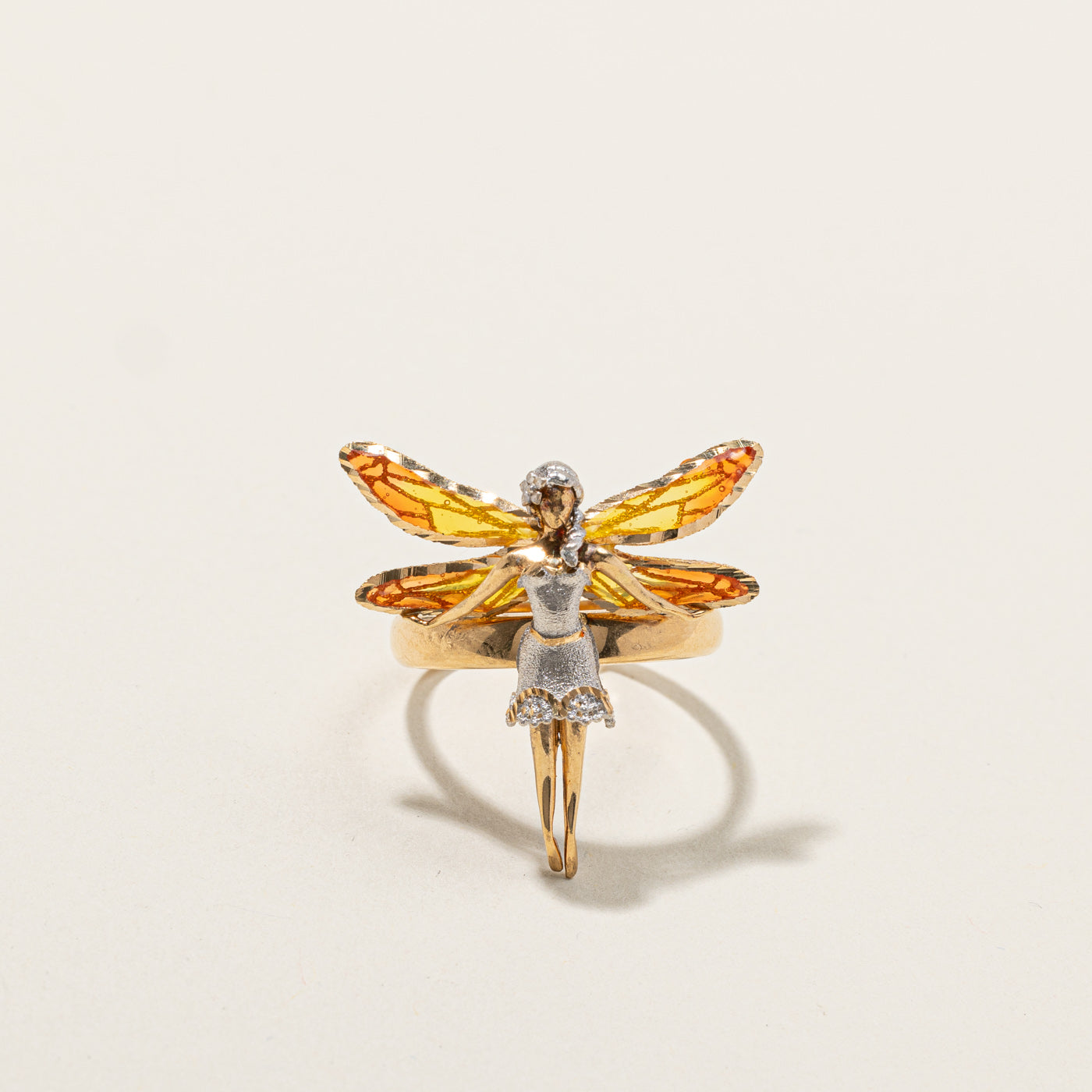 Bague italienne Demoiselle Fairy en or | Taille 7,5 | 