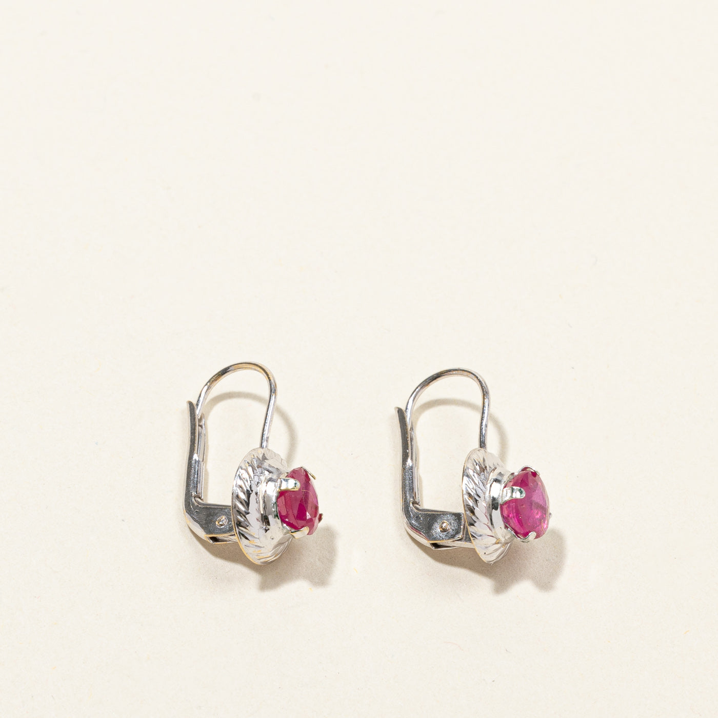 Ruby White Gold Earrings | 1.30ctw |