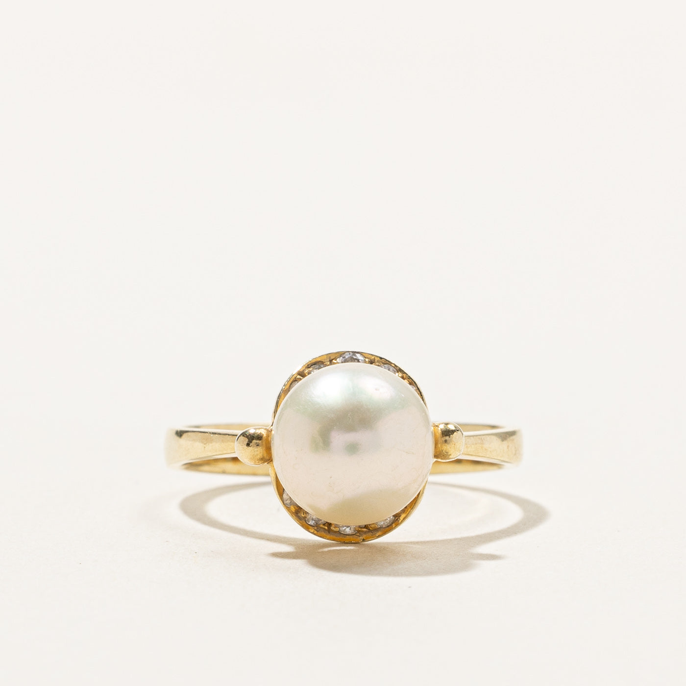 Solitaire Pearl & Diamond Ring | SZ 5.5 |