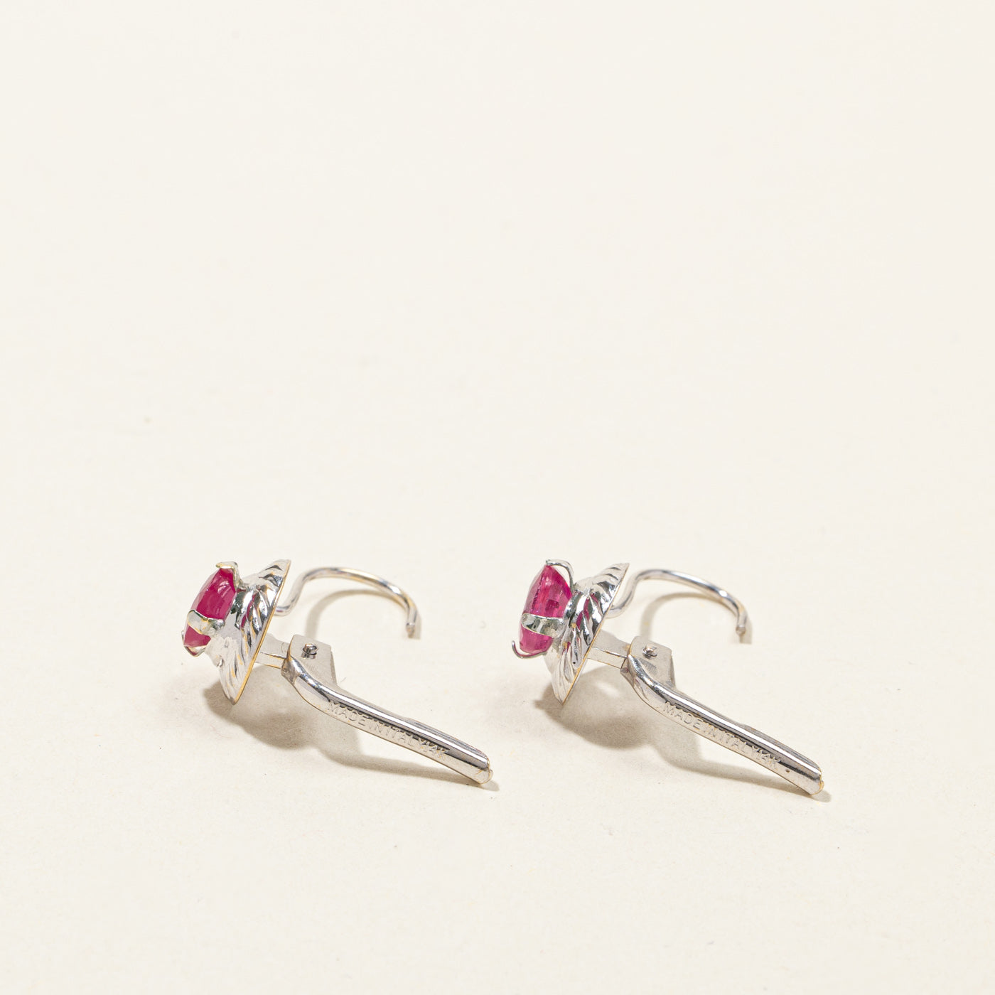 Ruby White Gold Earrings | 1.30ctw |