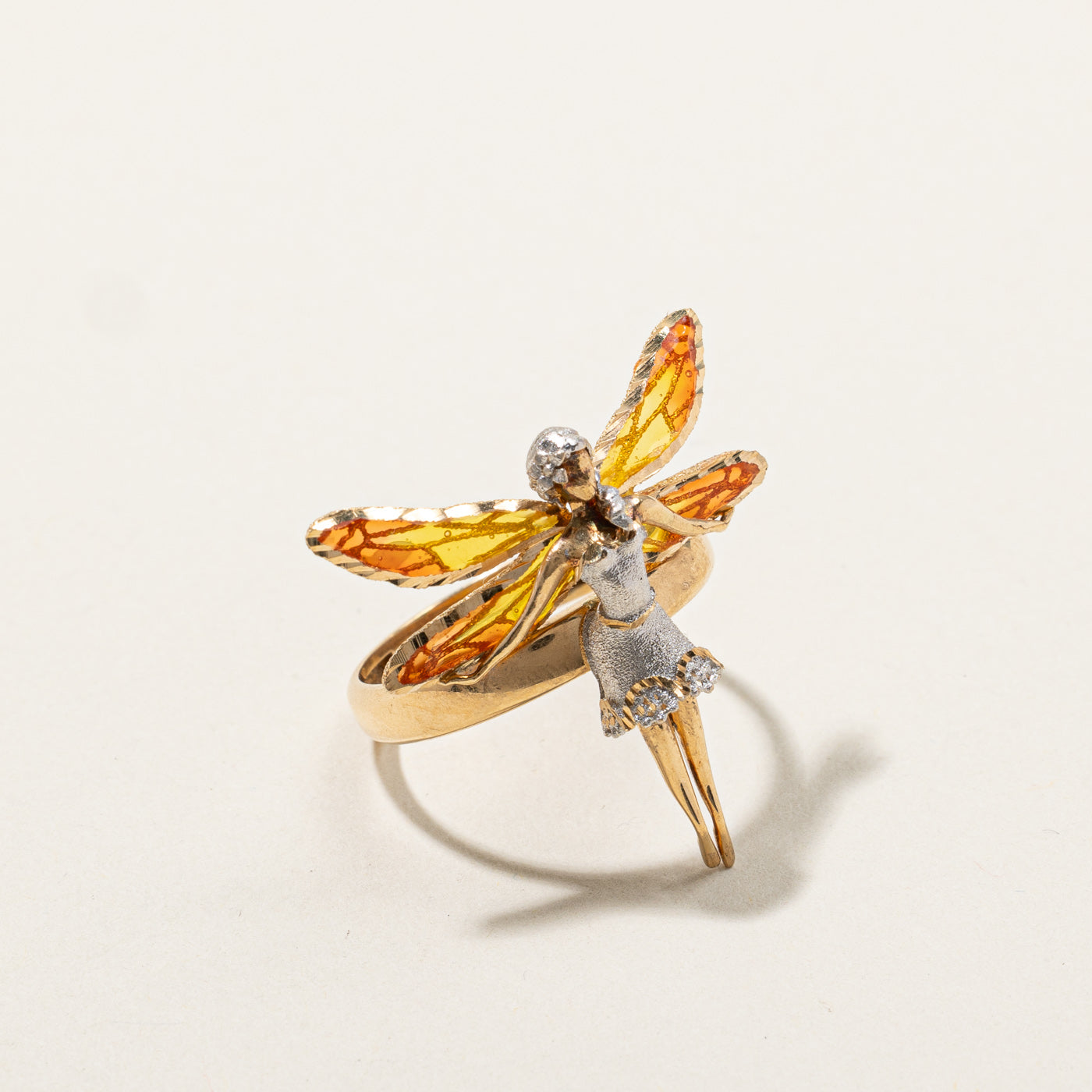 Bague italienne Demoiselle Fairy en or | Taille 7,5 | 