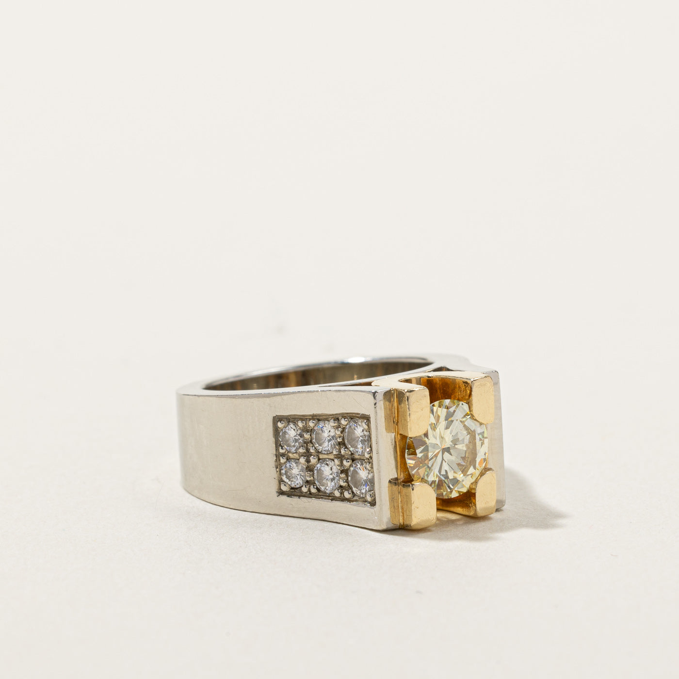 High Set Yellow Diamond Heavy Gold Ring | 1.70ctw | SZ 6 |