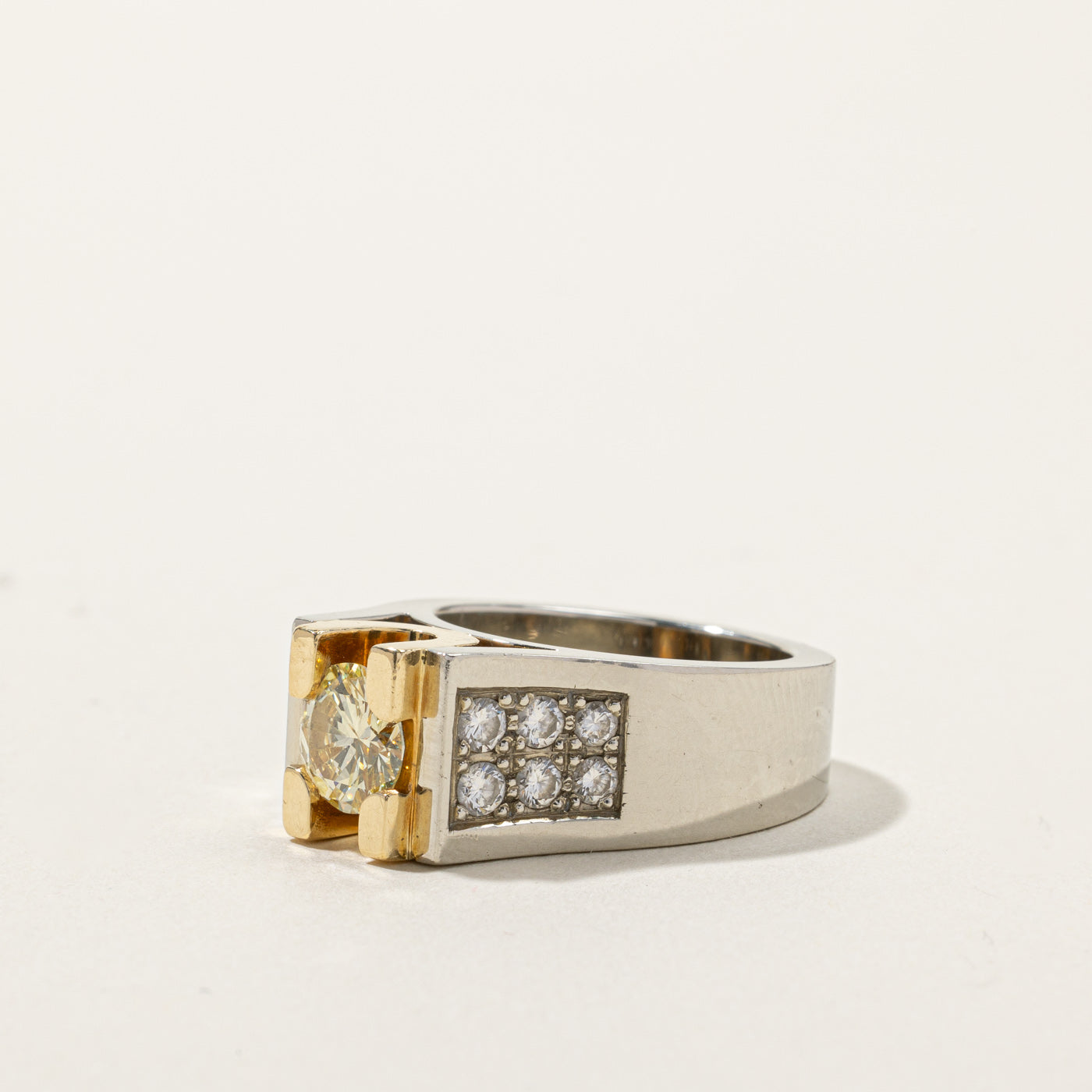 High Set Yellow Diamond Heavy Gold Ring | 1.70ctw | SZ 6 |