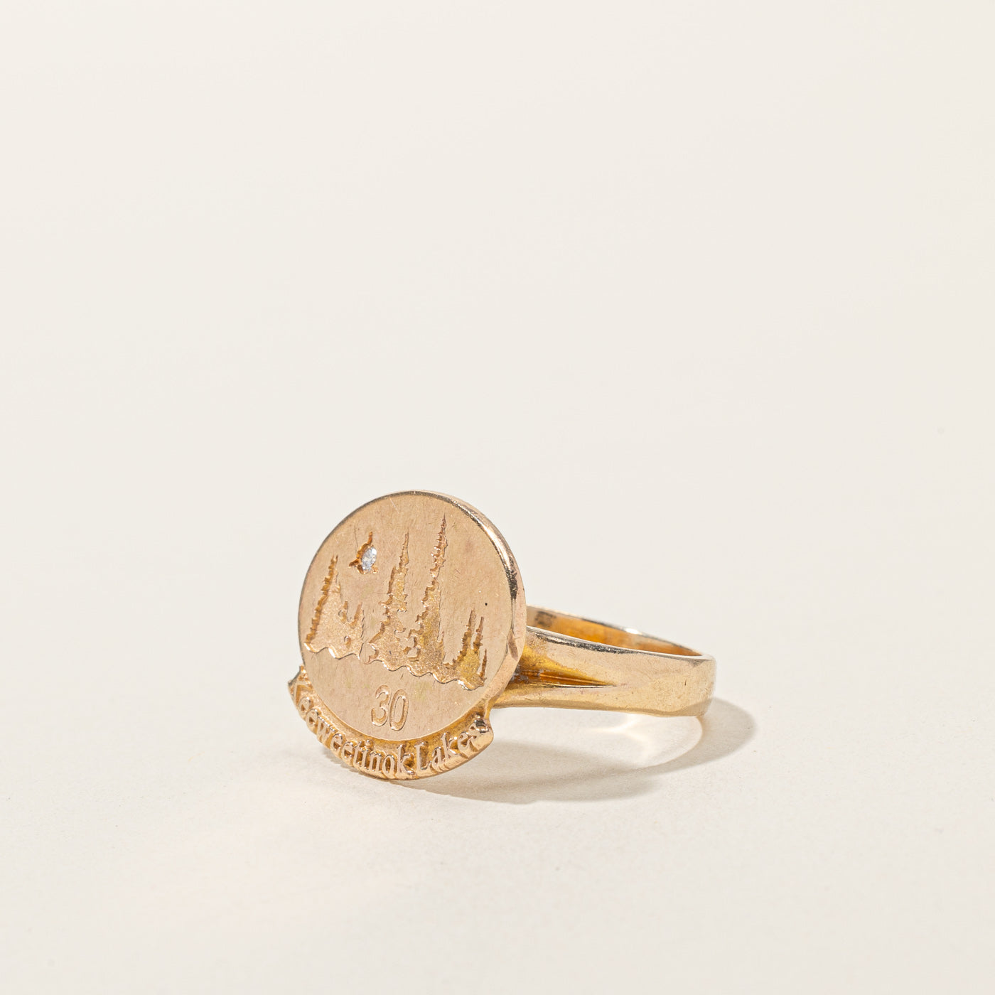 Bague en or « Lacs Keeweetinok » | 0,02 ct | Taille 7,75 | 
