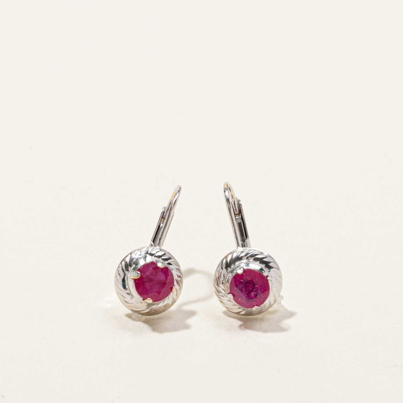 Ruby White Gold Earrings | 1.30ctw |