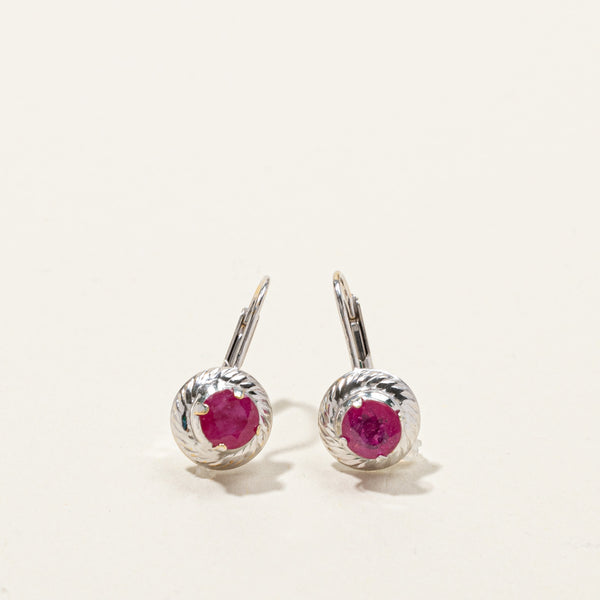 Ruby White Gold Earrings | 1.30ctw |