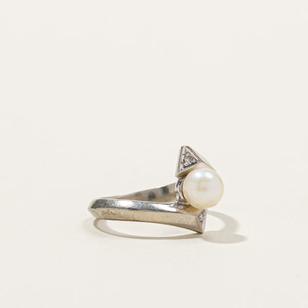 Bypass Pearl & Diamond Ring | 0.02ctw | SZ 6 |