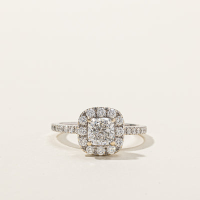 GIA Certified Cushion Diamond Halo Engagement Ring | 1.73ctw SI1 E | SZ 8 |