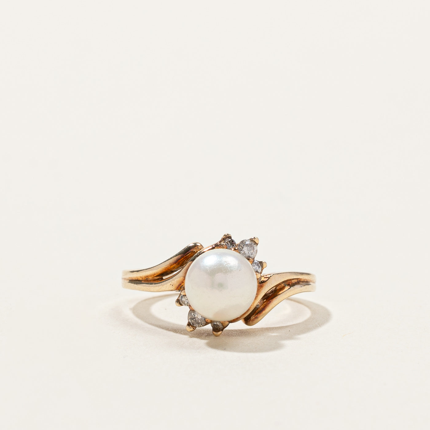 Bypass Pearl & Diamond Ring | 0.06ctw | SZ 4 |