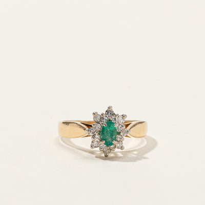 Emerald & Diamond Cocktail Ring | 0.16ct | 0.12ctw | SZ 5.75 |