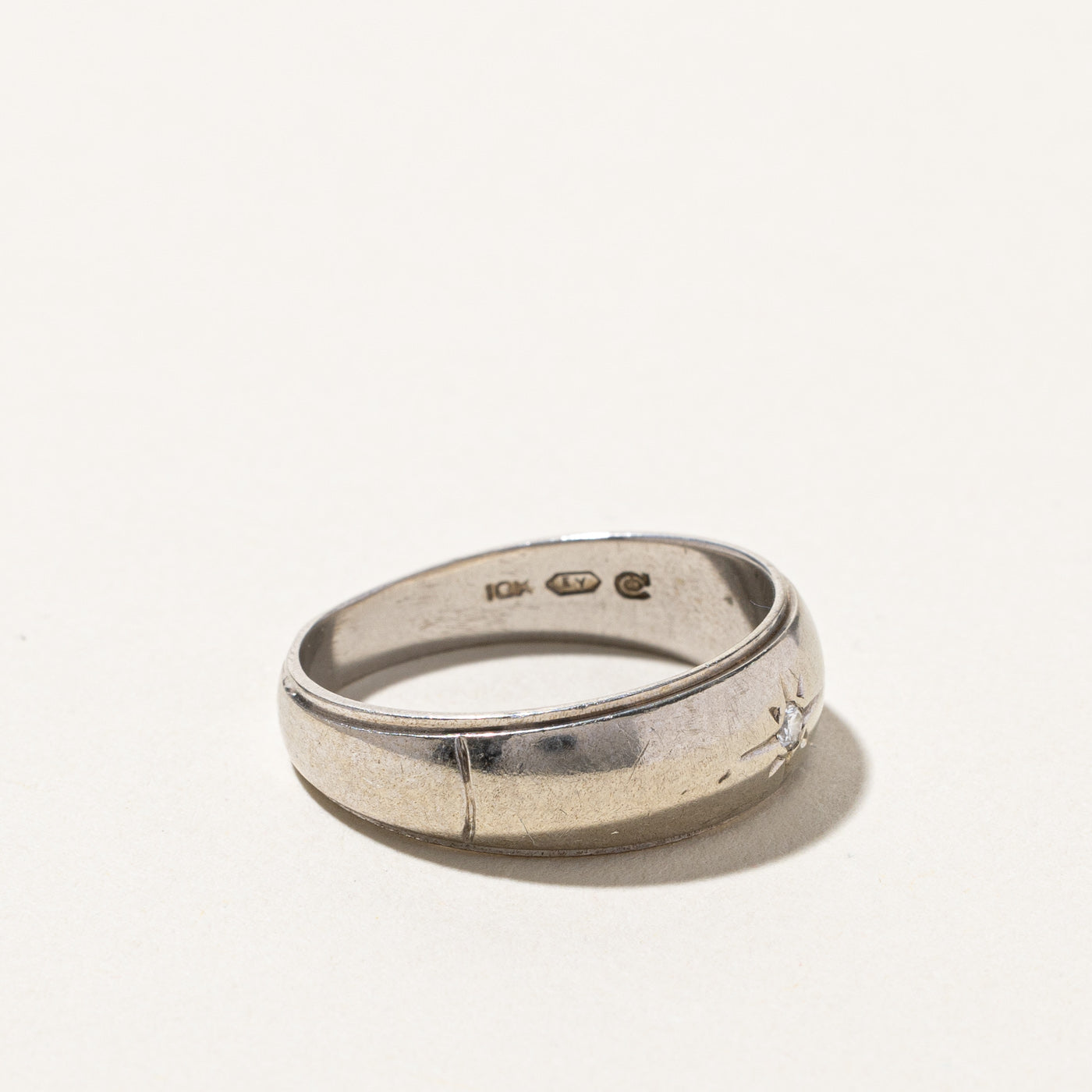 White Gold Starburst Diamond Band | 0.03ct | SZ 10 |