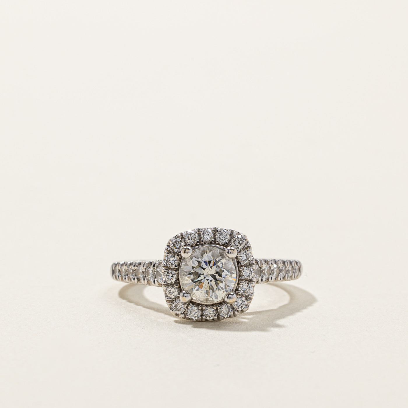 Halo Diamond Engagement Ring | 1.37ctw I1/I2 H | SZ 6 |