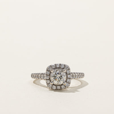Halo Diamond Engagement Ring | 1.37ctw I1/I2 H | SZ 6 |
