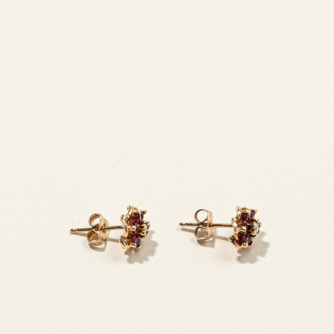 Cluster Ruby & Diamond Stud Earrings | 0.50ctw | 0.08ctw |