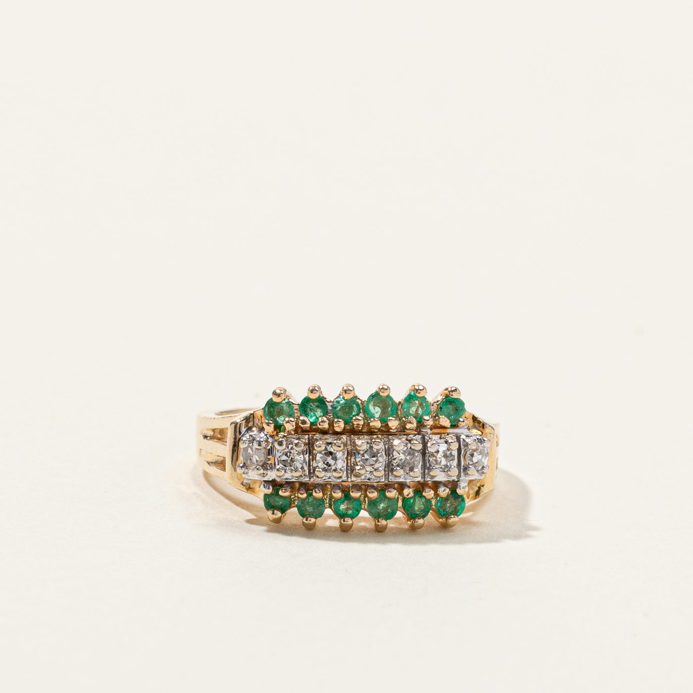 Cluster Set Diamond & Emerald Ring | 0.24ctw | 0.14ctw | SZ 6 |