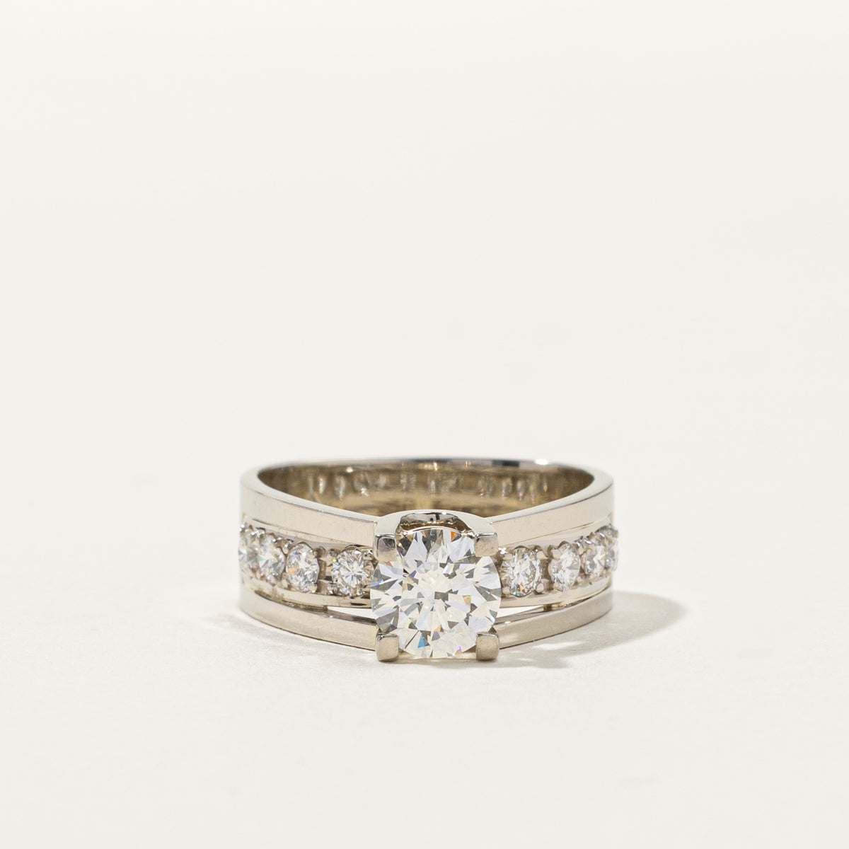 High Set Diamond Engagement Ring | 1.01ct SI1 H, 0.50ctw | SZ 6.25