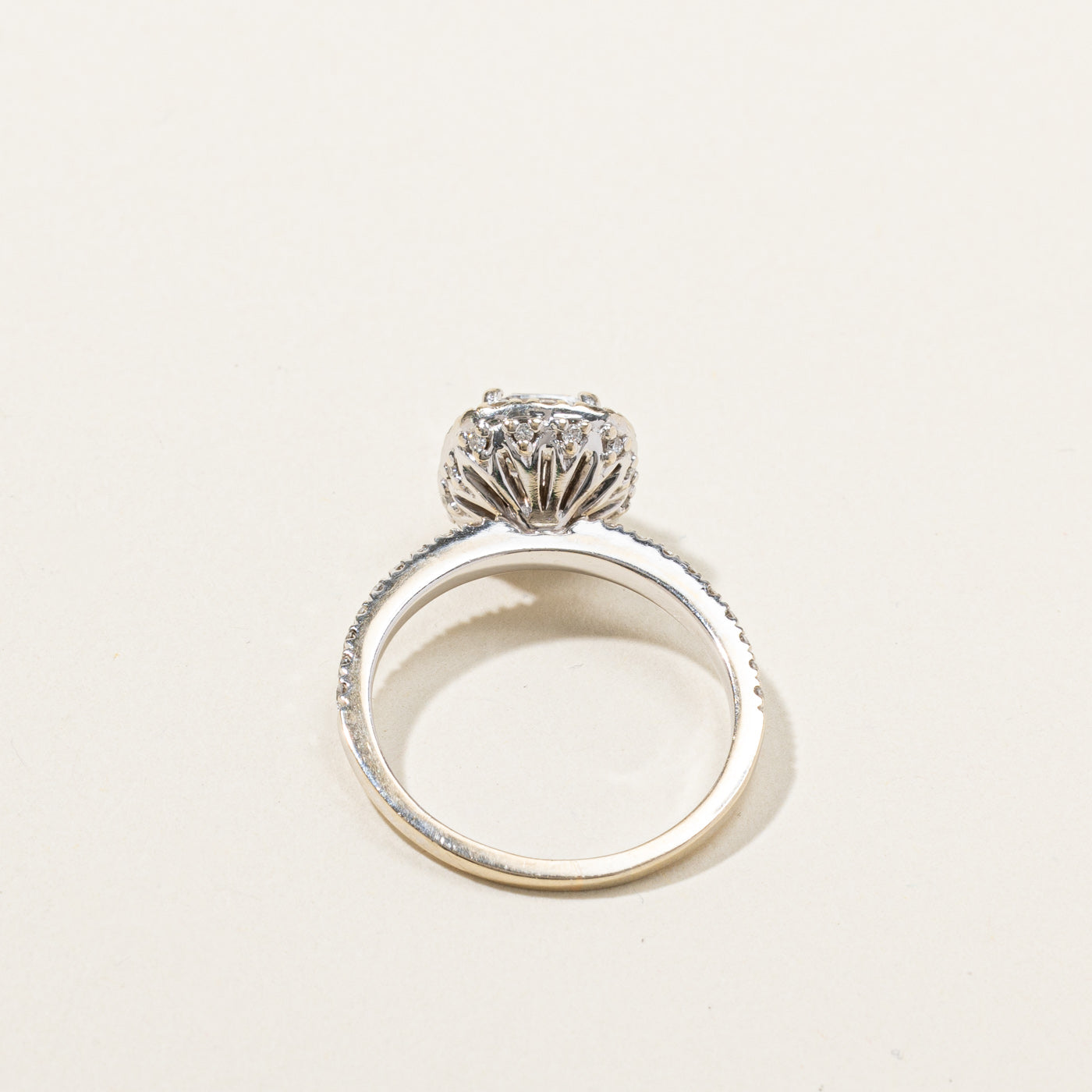 GIA Certified Cushion Diamond Halo Engagement Ring | 1.73ctw SI1 E | SZ 8 |