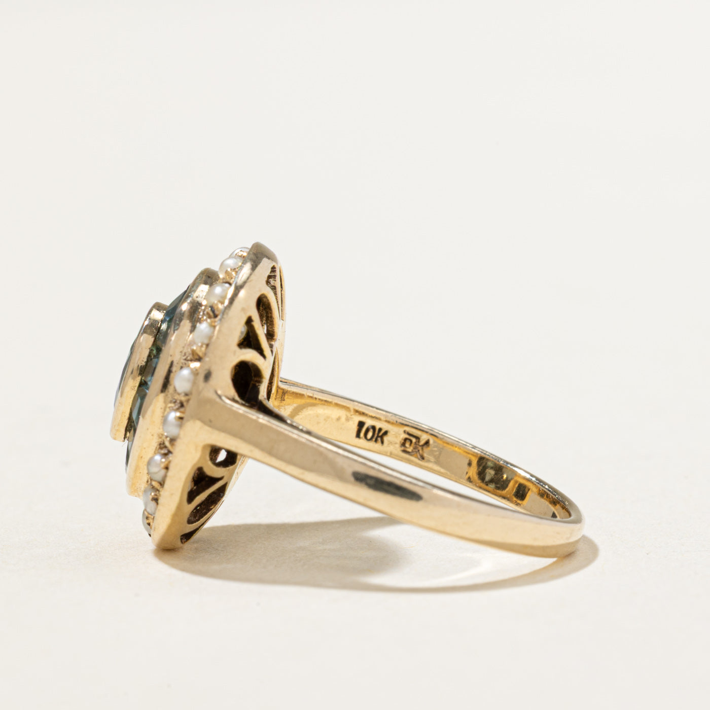 Green Sapphire & Seed Pearl Ring | 1.35ctw | SZ 5.75
