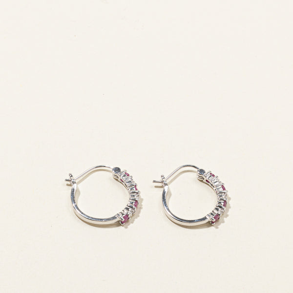 Ruby & Diamond Hoop Earrings | 0.48ctw | 0.03ctw |