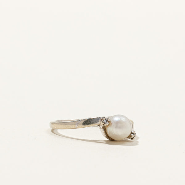 Bypass Pearl & Diamond Ring | 0.01ctw | SZ 6 |