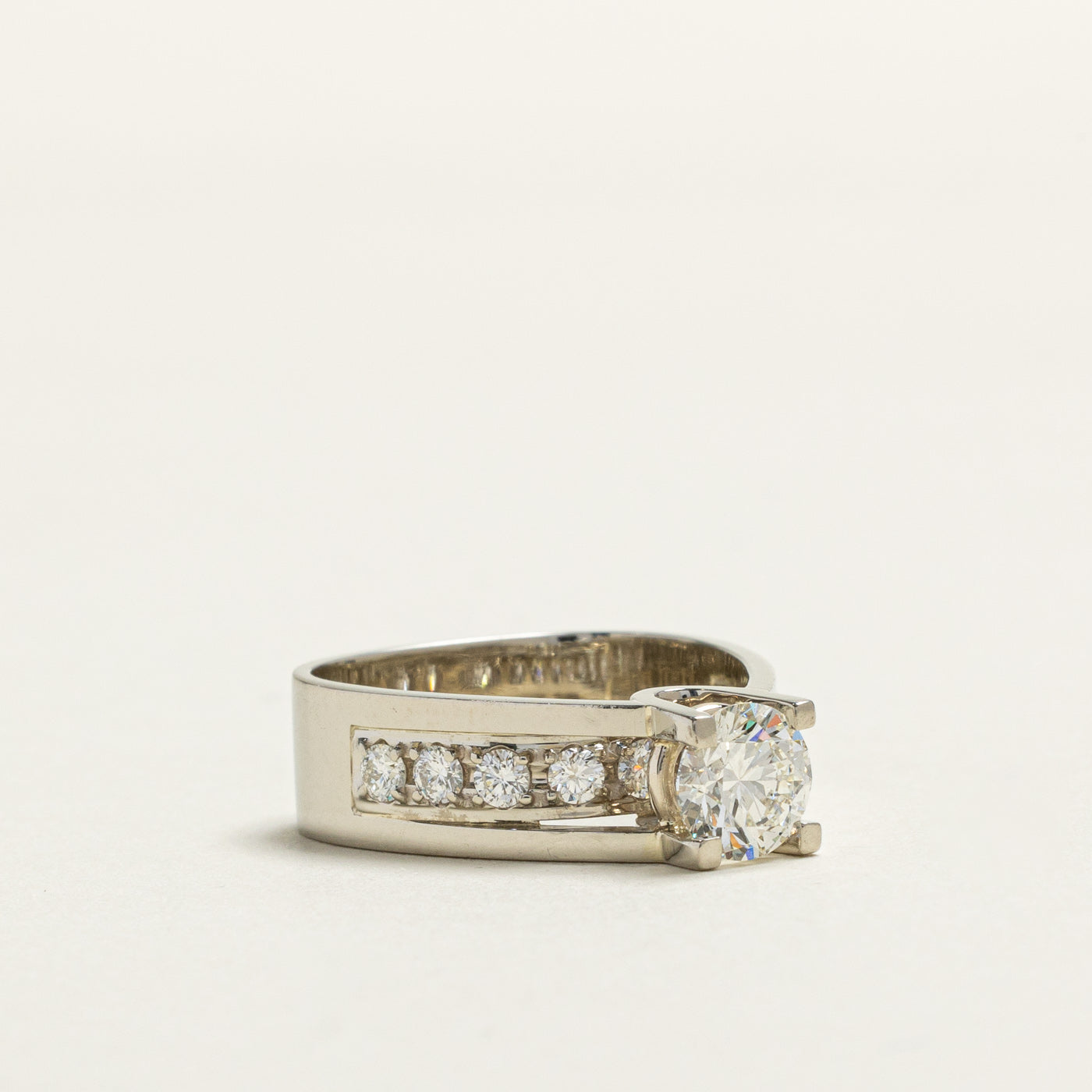 High Set Diamond Engagement Ring | 1.01ct SI1 H, 0.50ctw | SZ 6.25 |