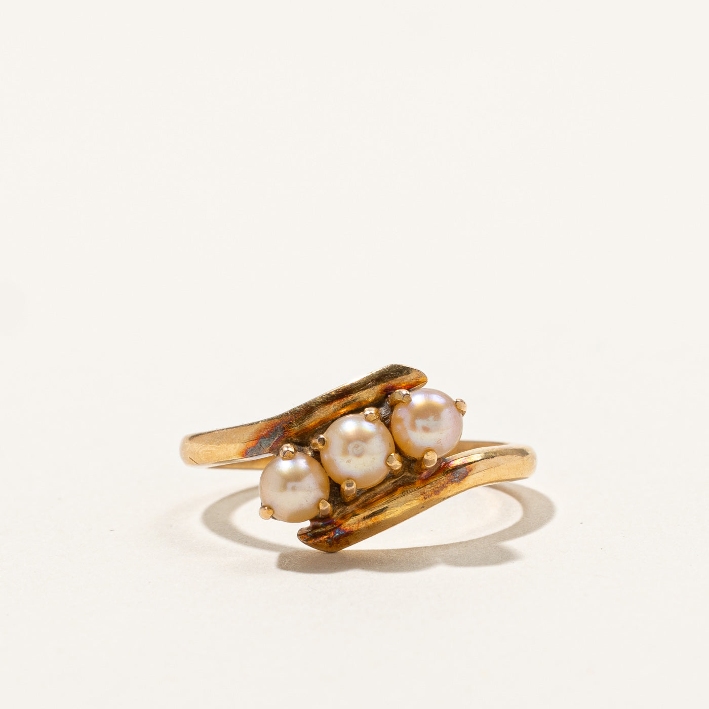 Three Stone Pearl Ring | SZ 7.5 |