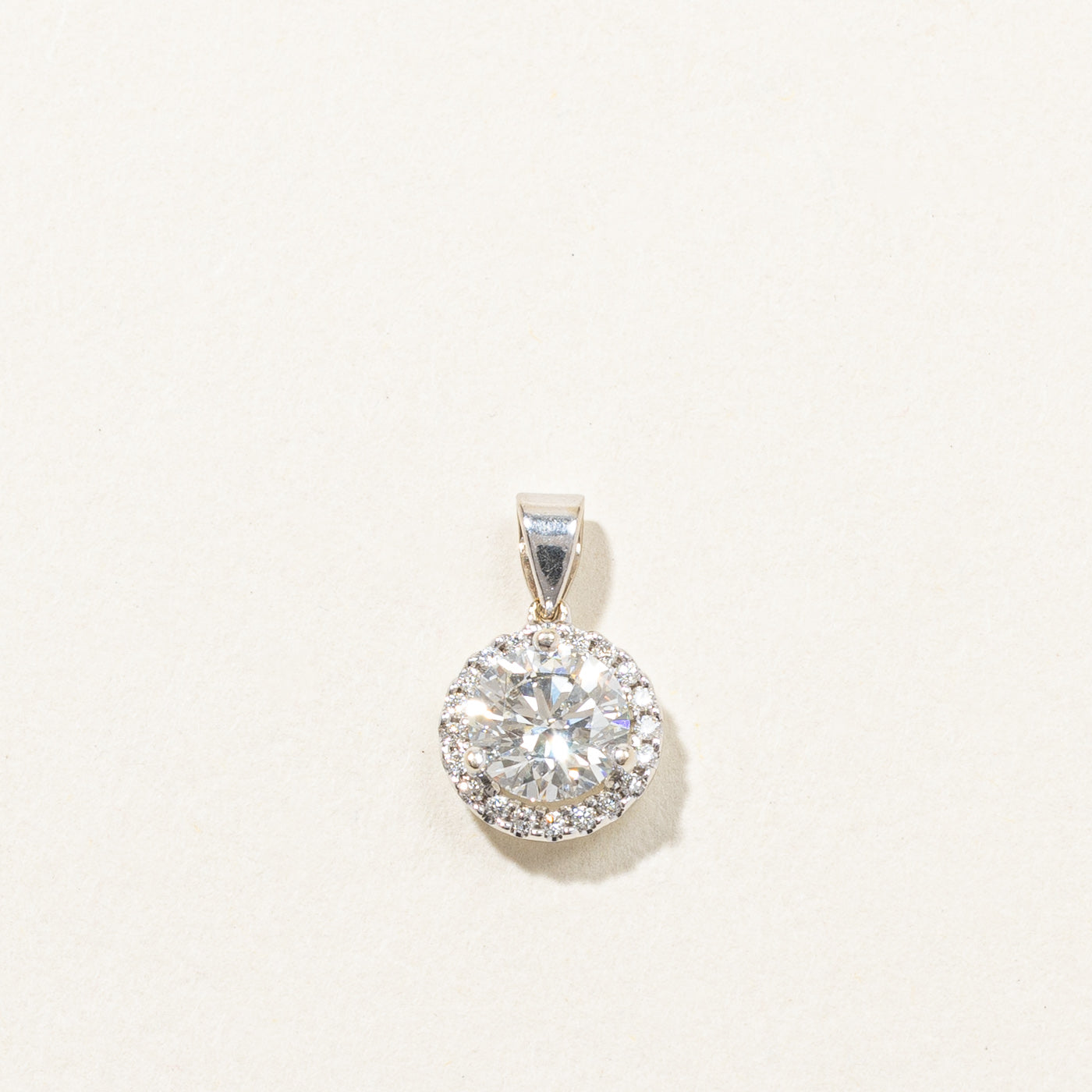 Diamond White Gold Halo Pendant | 1.19ctw SI2 E |