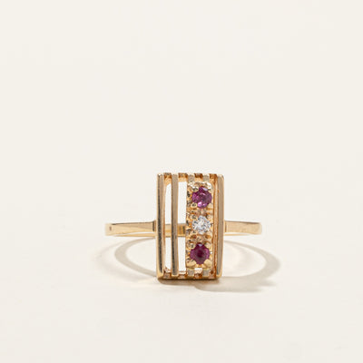 Textured Ruby & Diamond Ring | 0.12ctw | 0.04ct | SZ 7.25 |