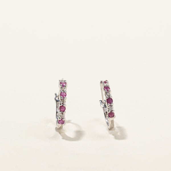 Ruby & Diamond Hoop Earrings | 0.48ctw | 0.03ctw |