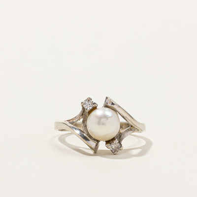 Bypass Pearl & Diamond Ring | 0.08ctw | SZ 7.5 |