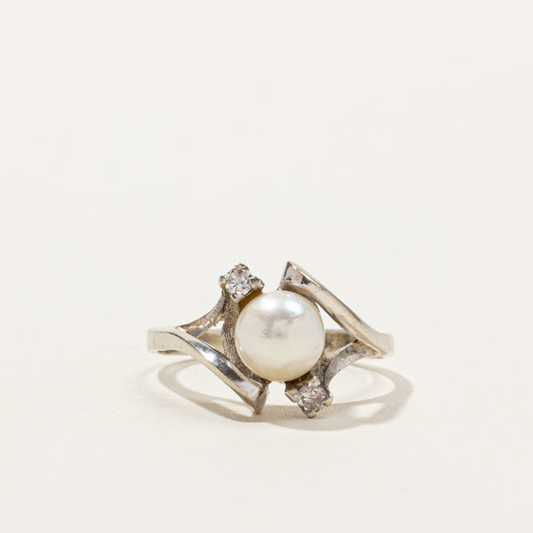 Bypass Pearl & Diamond Ring | 0.08ctw | SZ 7.5 |