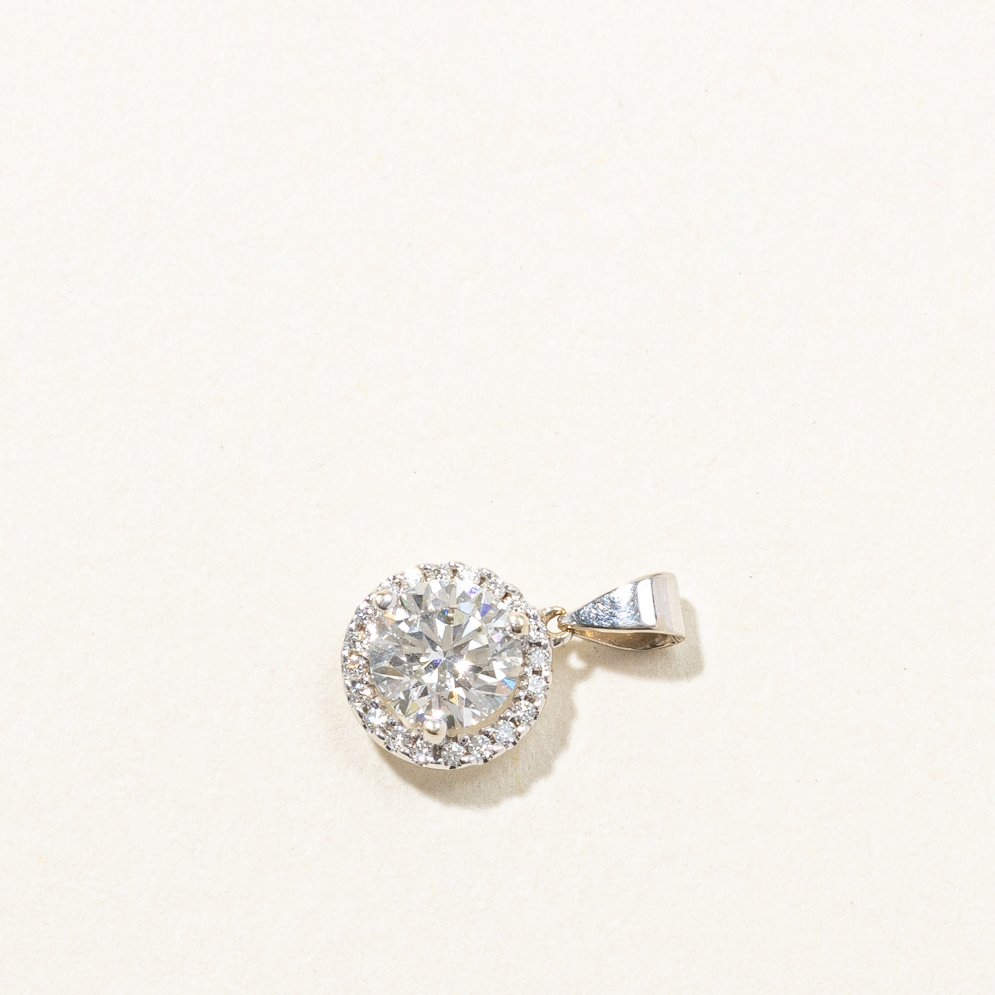 Diamond White Gold Halo Pendant | 1.19ctw SI2 E |