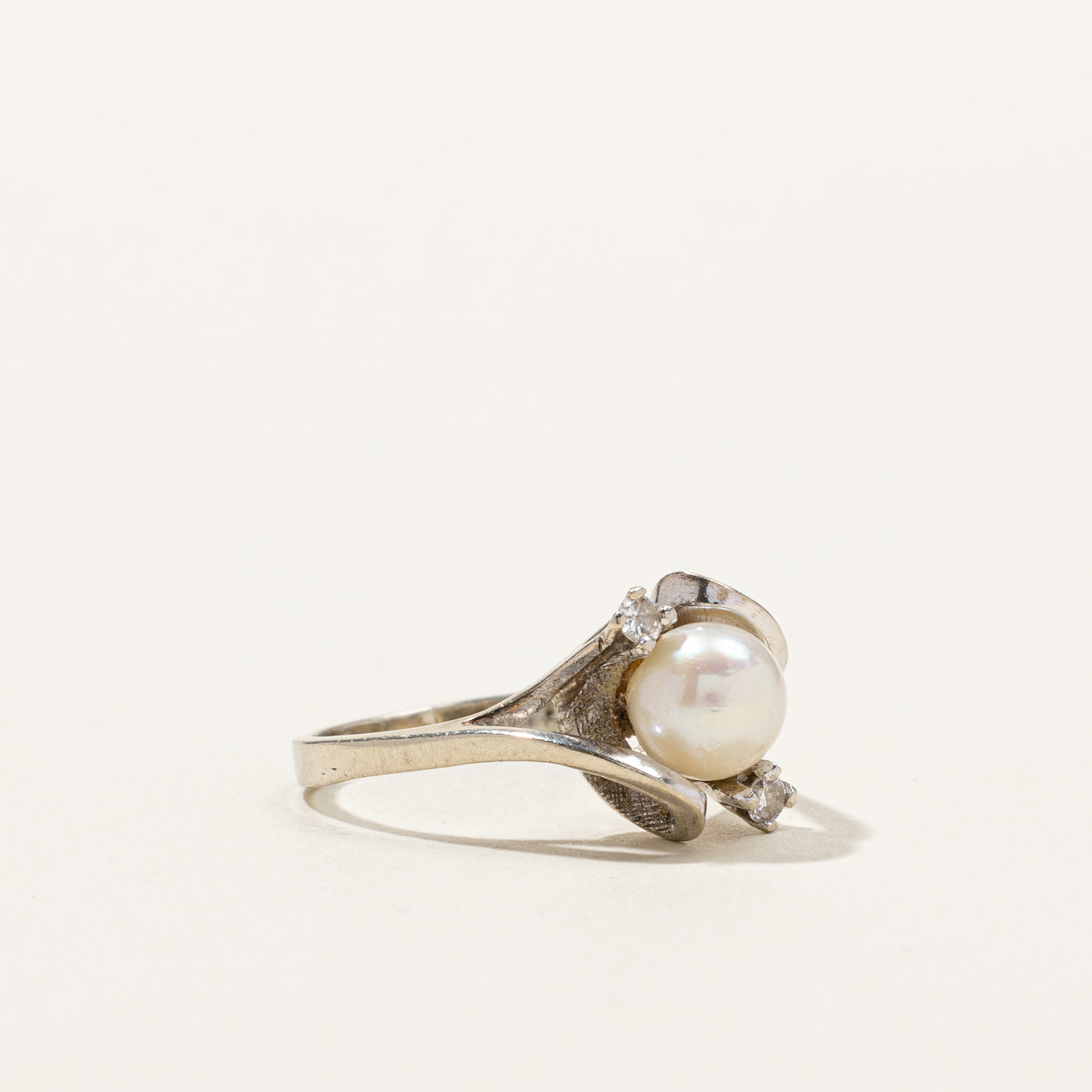 Bypass Pearl & Diamond Ring | 0.08ctw | SZ 7.5 |