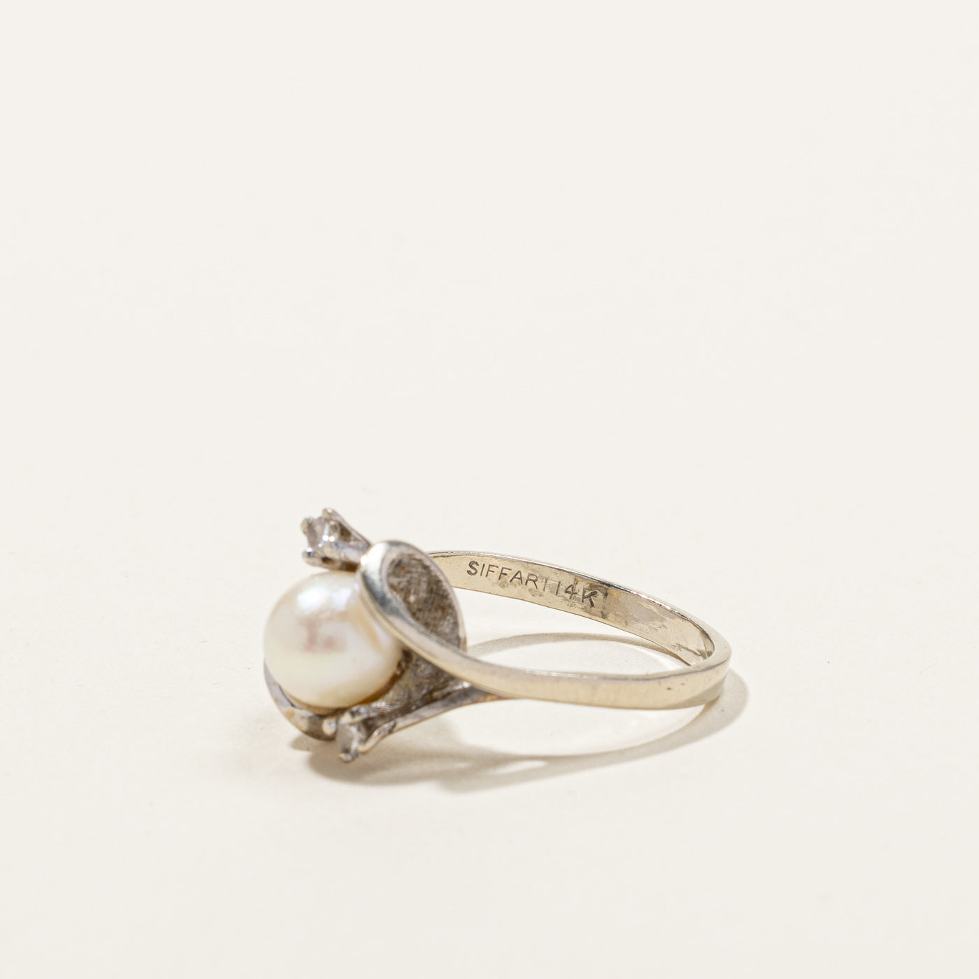 Bypass Pearl & Diamond Ring | 0.08ctw | SZ 7.5 |