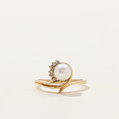 Pearl & Diamond Cocktail Ring | 0.05ctw | SZ 5.75 |