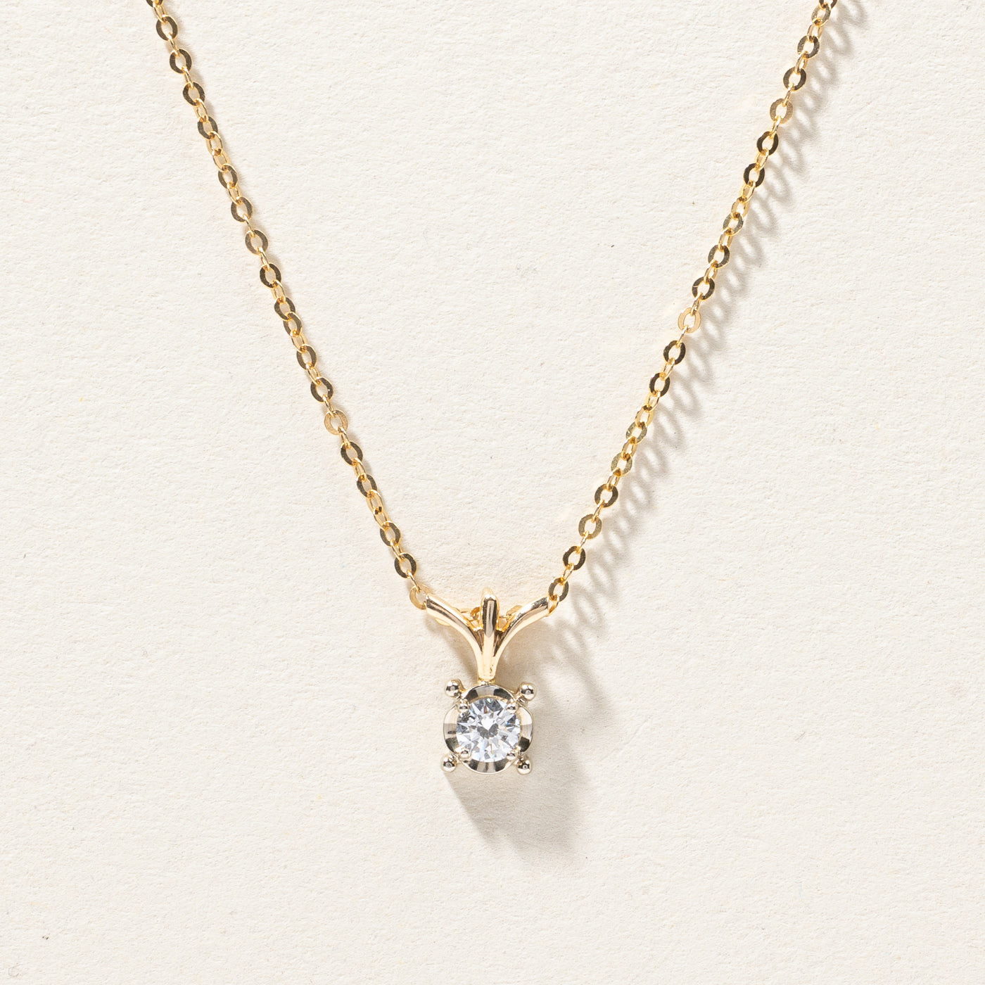 Solitaire Diamond Pendant Necklace | 0.23ct | 18"|