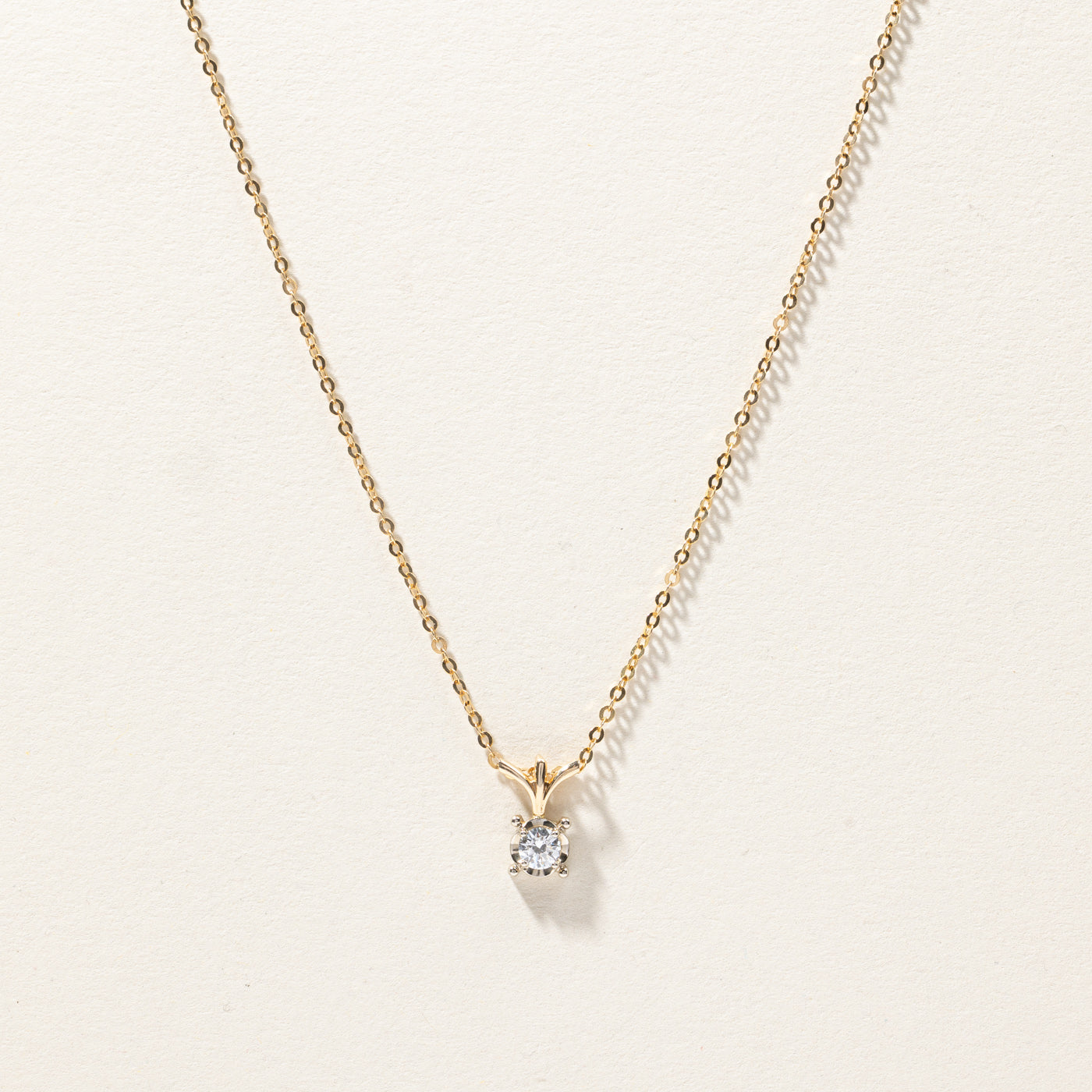 Solitaire Diamond Pendant Necklace | 0.23ct | 18"|