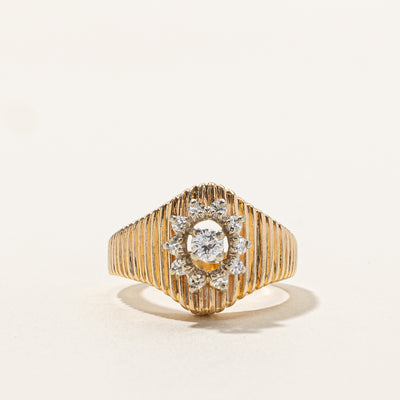 Cluster Diamond Textured Gold Ring | 0.27ctw | SZ 6.5 |