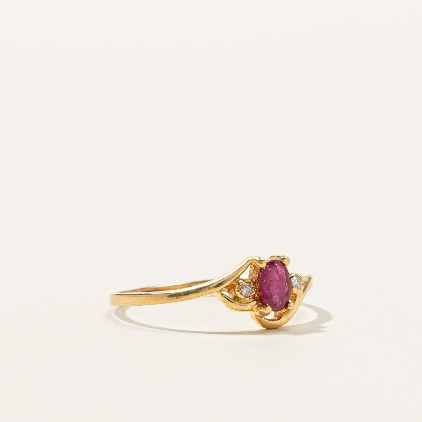 Bypass Ruby & Diamond Ring | 0.15ct | 0.01ctw | SZ 6.5 |