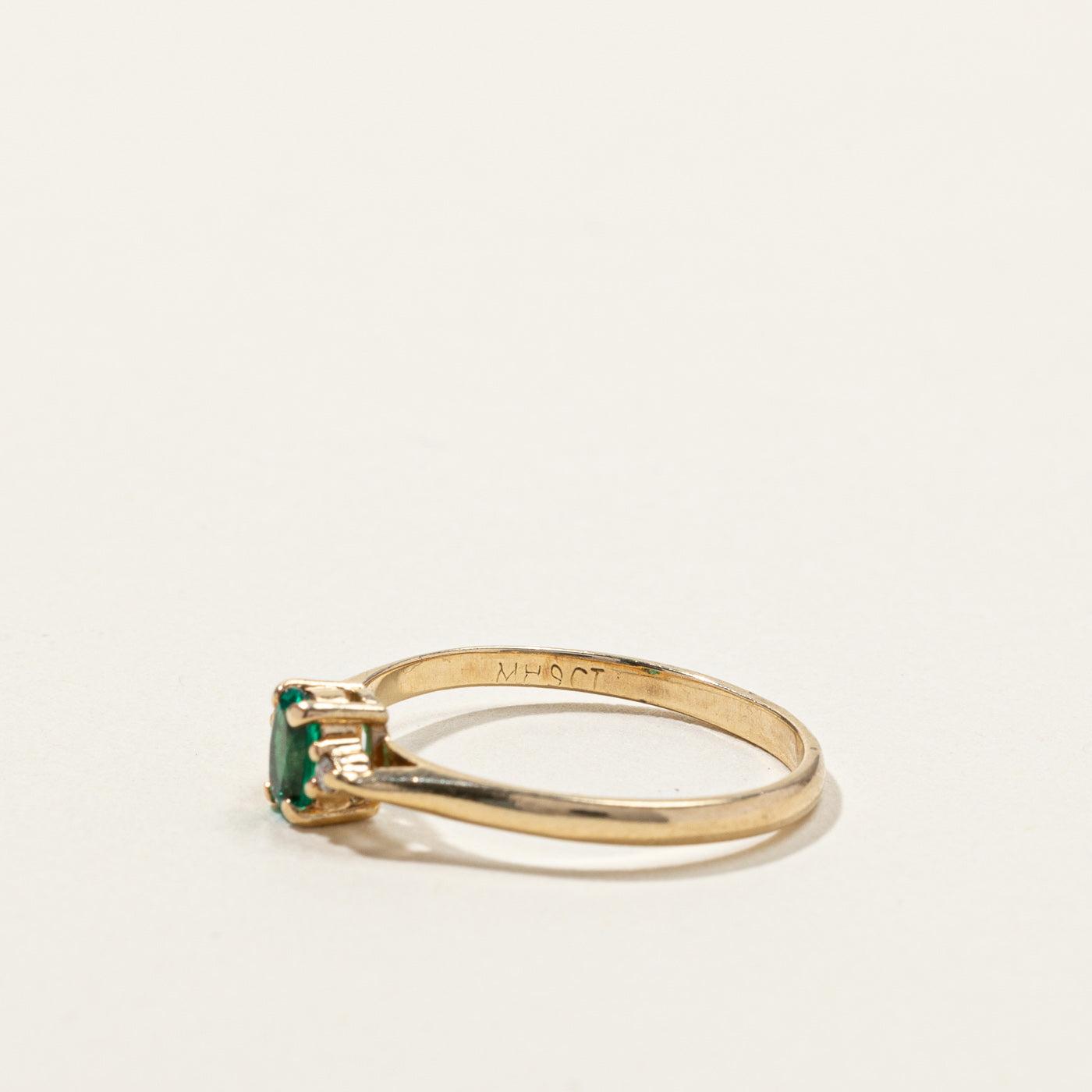Synthetic Emerald & Diamond Ring | 0.18ct | 0.02ctw | SZ 6 |
