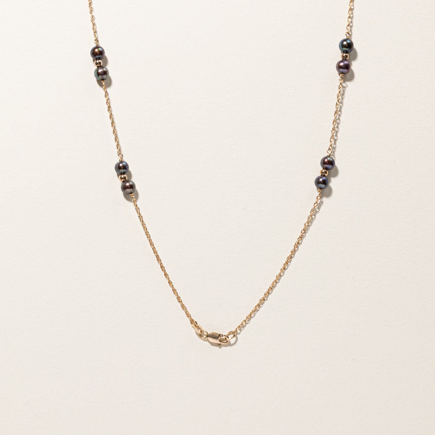 Black Pearl Gold Necklace | 18"|