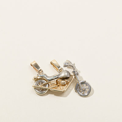 Two Tone Gold Motorbike Pendant