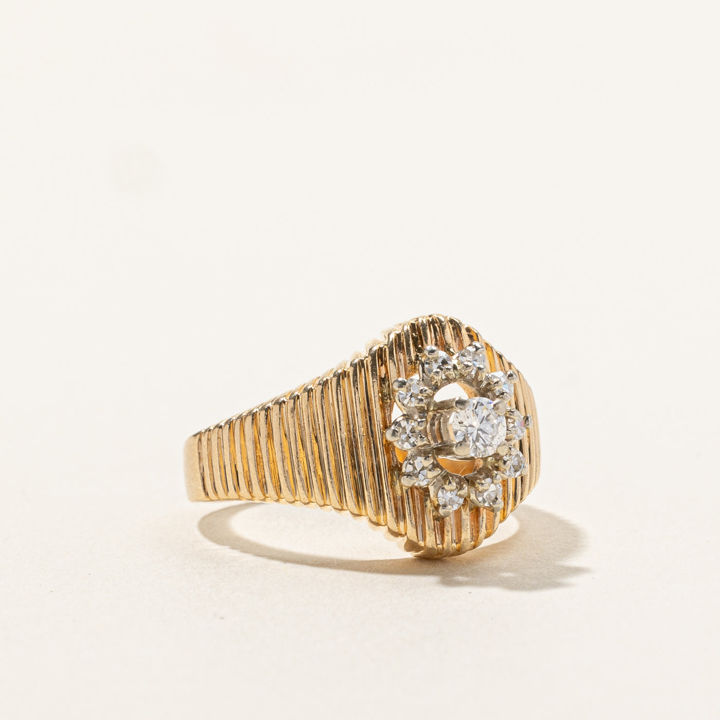 Cluster Diamond Textured Gold Ring | 0.27ctw | SZ 6.5 |
