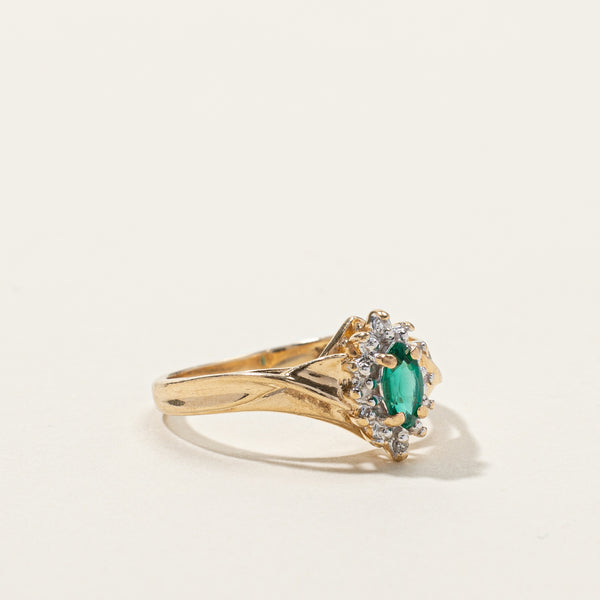 Synthetic Emerald & Diamond Cocktail Ring | 0.18ct | 0.02ctw | SZ 5.5 |