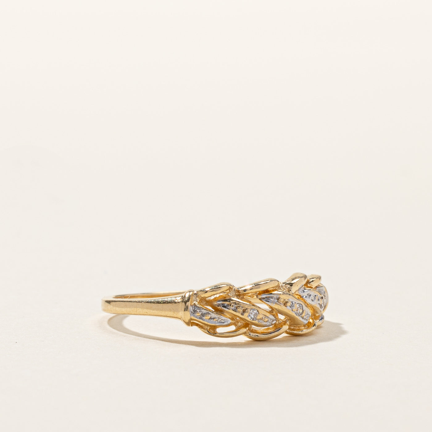 Bague tressée en diamants | 0,02 ct | Taille 6,5 | 